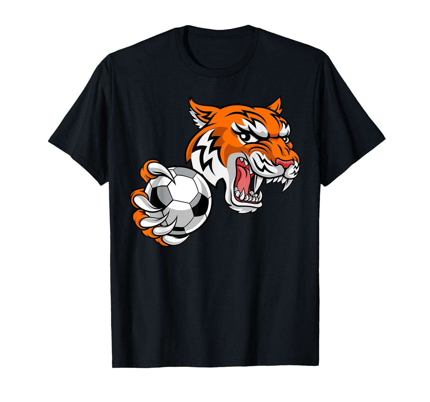 Tiger Cartoon Sports Tigers Team Mascot Soccer Football Ball T-Shirt