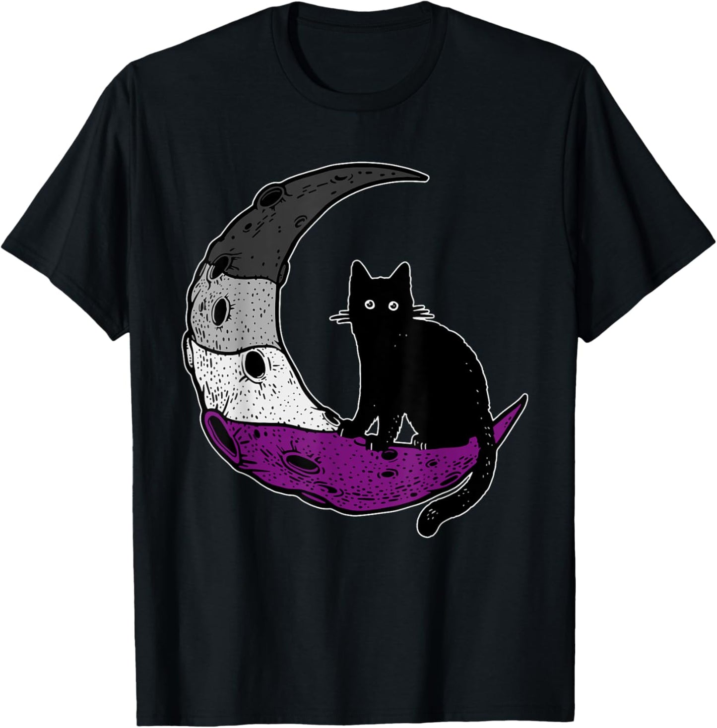 Asexual Moon Space Cat LGBT Gay Festival Pride With Ace Flag T-Shirt