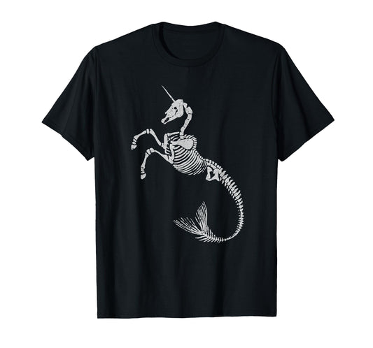 Unicorn Mermaid Skeleton Shirt Halloween Fantasy Art Tee T-Shirt