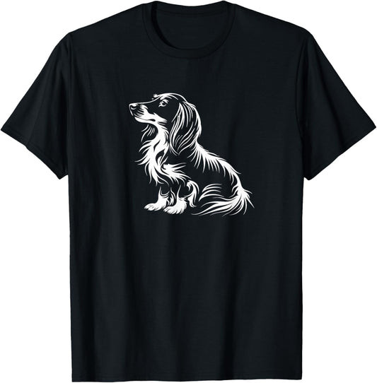 Funny Retro Vintage Logo Long Haired Dachshund T-Shirt