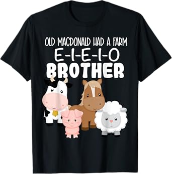 Brother Birthday Old MacDonald Theme Birthday Farm Animals T-Shirt