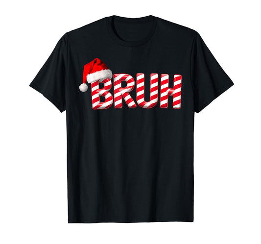 Bruh Christmas Candy Cane for Teen Boys Funny Xmas Bruh T-Shirt