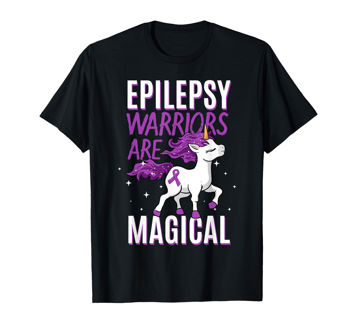Epilepsie-Bewusstseinsmonat-Kleidung Epilepsy Warriors Are Magical Unicorn Graphic T-Shirt - Black, Small - Men's, Adults with Epilepsy or Supporters, Unisex, Short Sleeve, Classic Fit