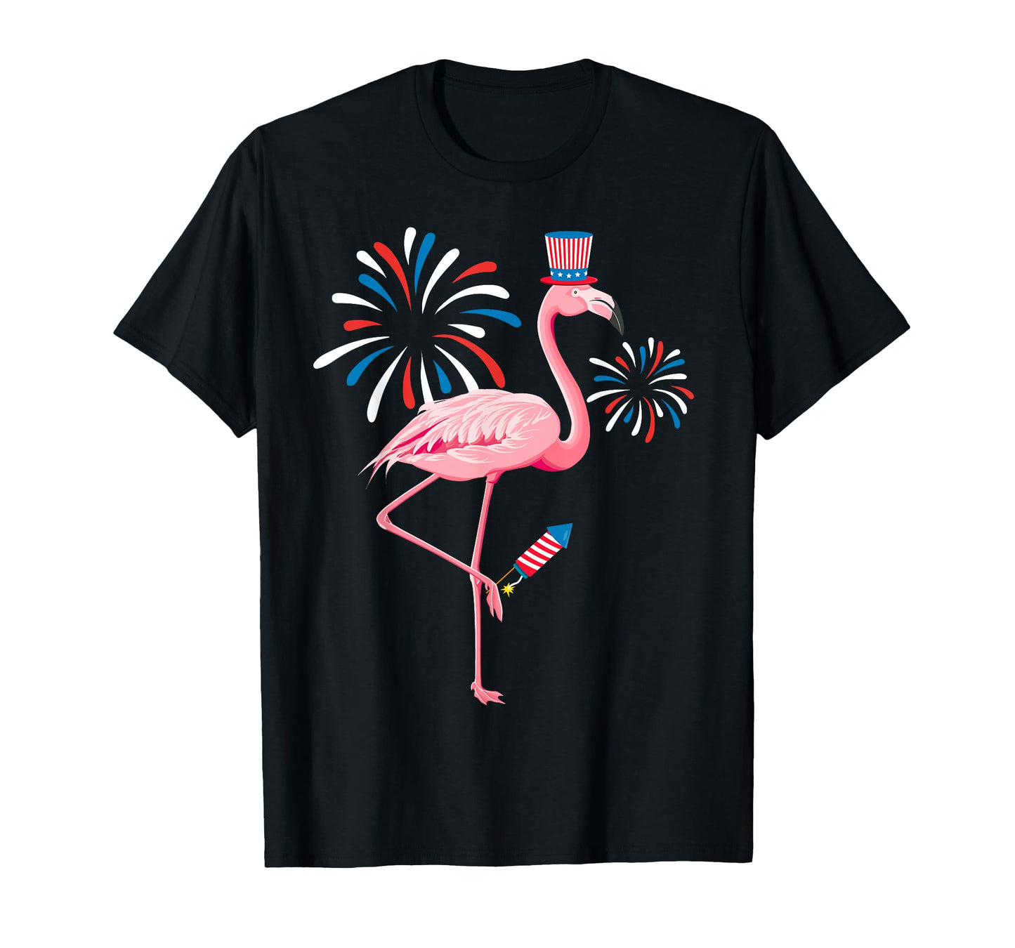 Cute 4th Of July Flamingo Fireworks Kids Toddler Boys Girls T-Shirt