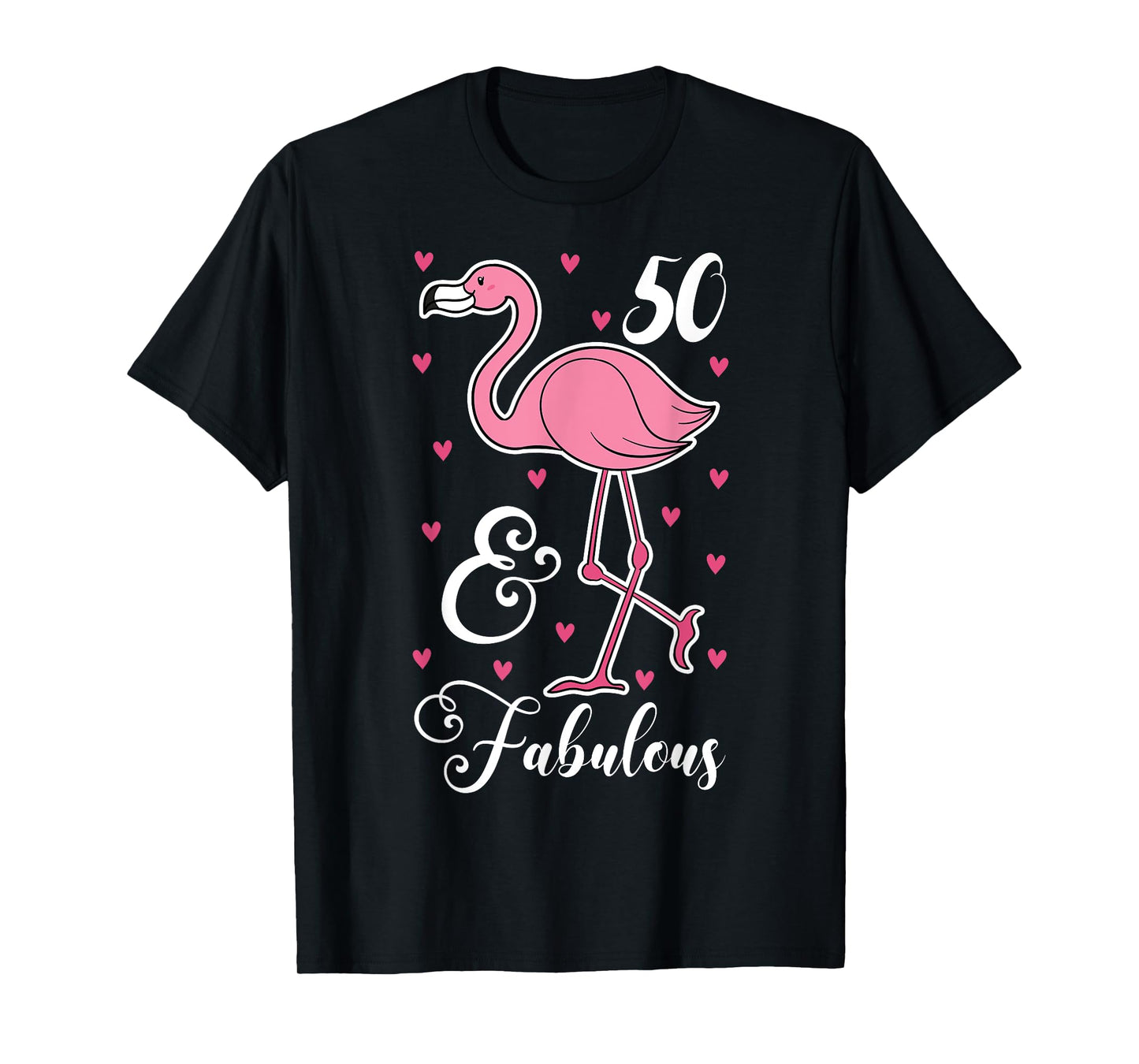 50 & Fabulous Flamingo Theme Birthday 50th Party T-Shirt