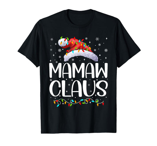 Mamaw Claus Xmas Lights Christmas Pajama Matching Family T-Shirt