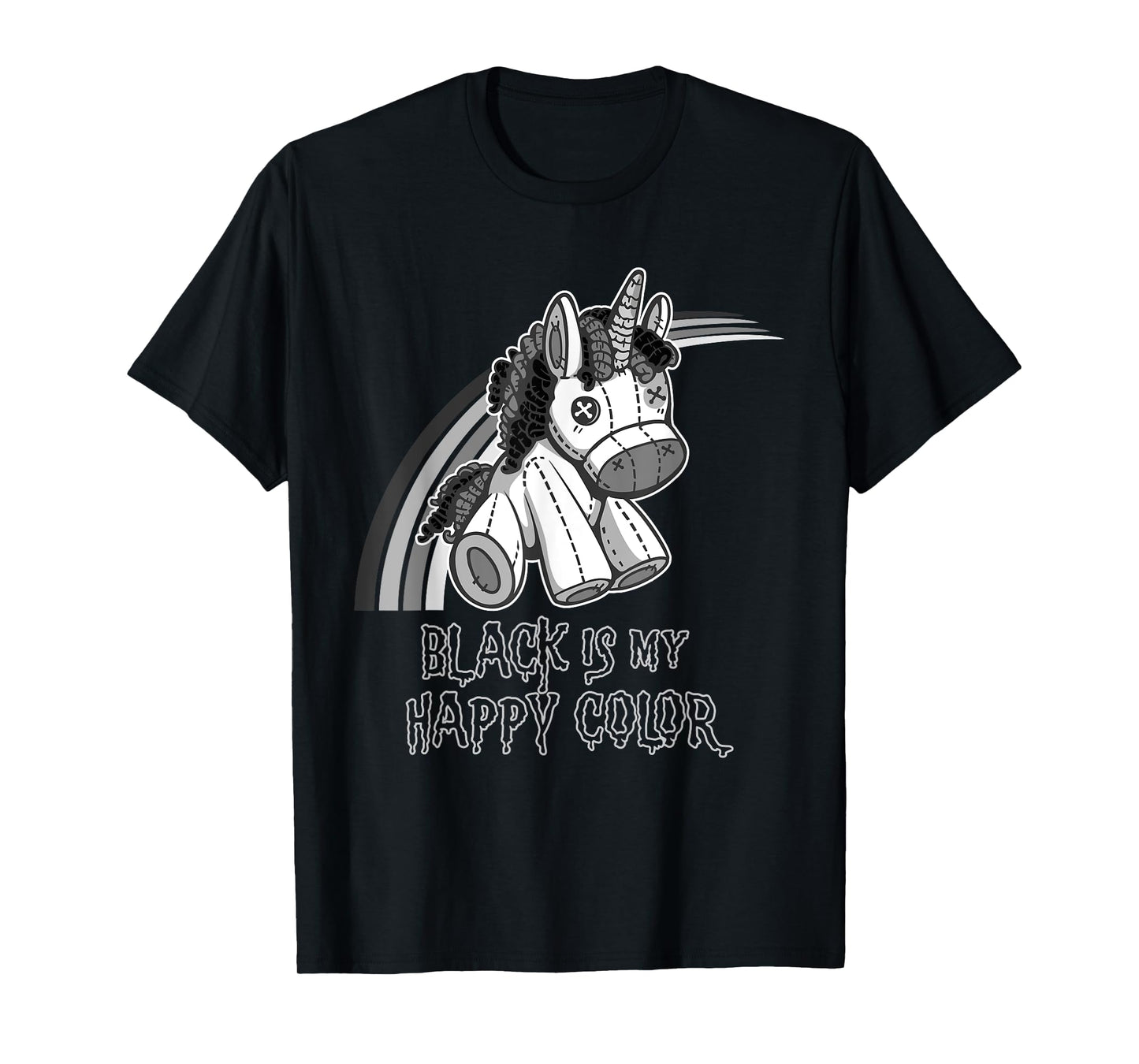 Black Is My Happy Color Gothic Unicorn Goth Girl Emo T-Shirt