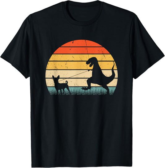 Dinosaur Chihuahua Dog Silhouette Vintage Funny Boys Kids T-Shirt