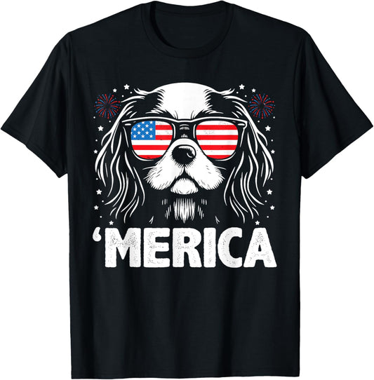 Cavalier King Charles 4th Of July Merica Patriotic Dog Tee T-Shirt