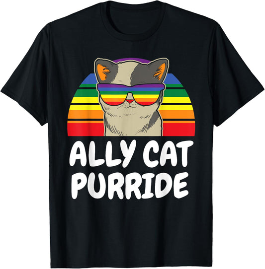 Ally Cat Shirt,Purride Funny Cat Gay Pride Shirts,Ally Cat T-Shirt