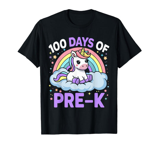 100th Days of Pre-k Unicorn Girls Teacher 100 Days of School T-Shirt