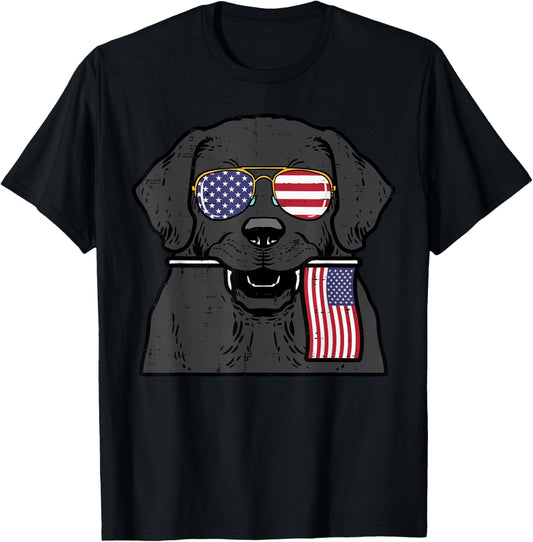 4th July Dog Labrador US Flag Patriotic Pet Men Women Kids T-Shirt