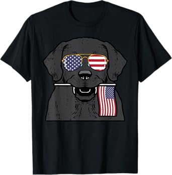 4th July Dog Labrador US Flag Patriotic Pet Men Women Kids T-Shirt
