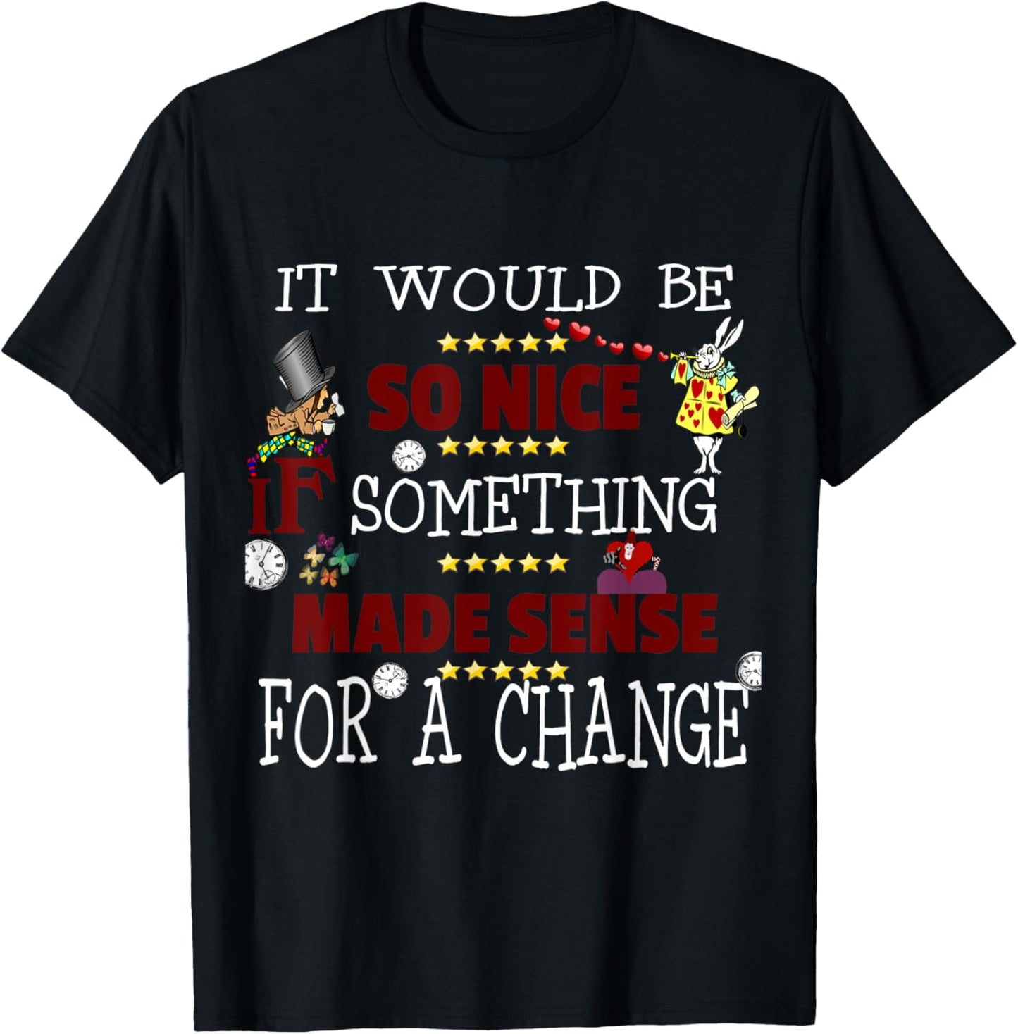 ALICE IN WONDERLAND T-SHIRT MADHHATER SHIRT WHITE RABBIT T T-Shirt