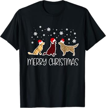 Golden Retriever Merry Christmas Plaid Leopard Dog X-Mas T-Shirt