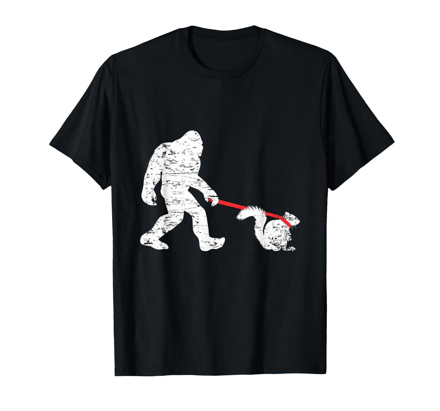 Cool Big Foot and Squirrel Lover Gifts Bigfoot Walking Squirrel Funny Sasquatch Fan Unisex-Adults T-Shirt Black Small Classic Fit Crew Neck Short Sleeve Cotton 60% Polyester 40%