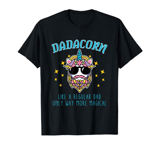 Dadacorn Father's Day Funny Daddy Beard Graphic Dad Unicorn T-Shirt
