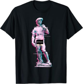 Vaporwave Retro 80s 90s David Statue Glitch Art T-Shirt