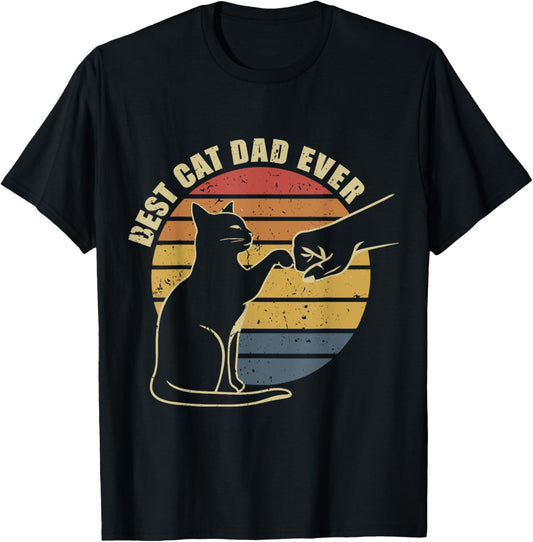 Best Cat Dad Ever Funny Dad Cat Retro Men Father's Day T-Shirt