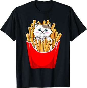 French Fries Cute Kitty Cat Funny T-Shirt