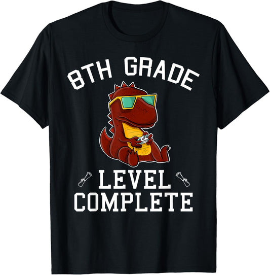8TH Grade Graduation Level Complete Graduation Dinosaur T-Shirt