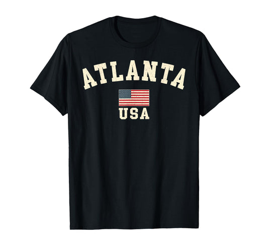 Vintage Atlanta USA American Flag Georgia Souvenir Retro T-Shirt