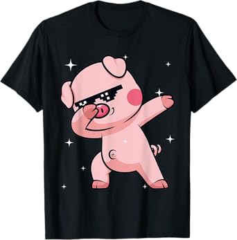 Men Women Kids Funny Pig Dabbing Animals Wildlife Parties T-Shirt