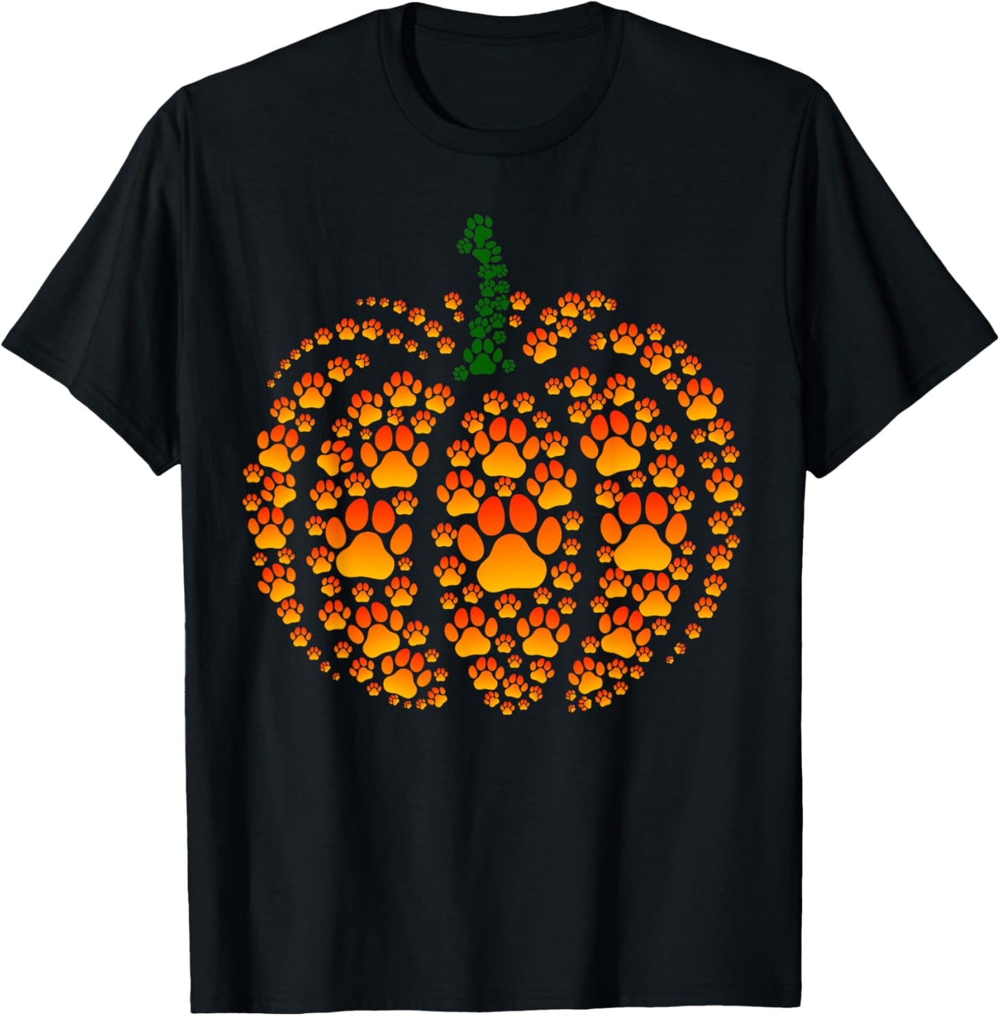 Pumpkin Dog Cat Paw Print Halloween Pet Lover T-Shirt