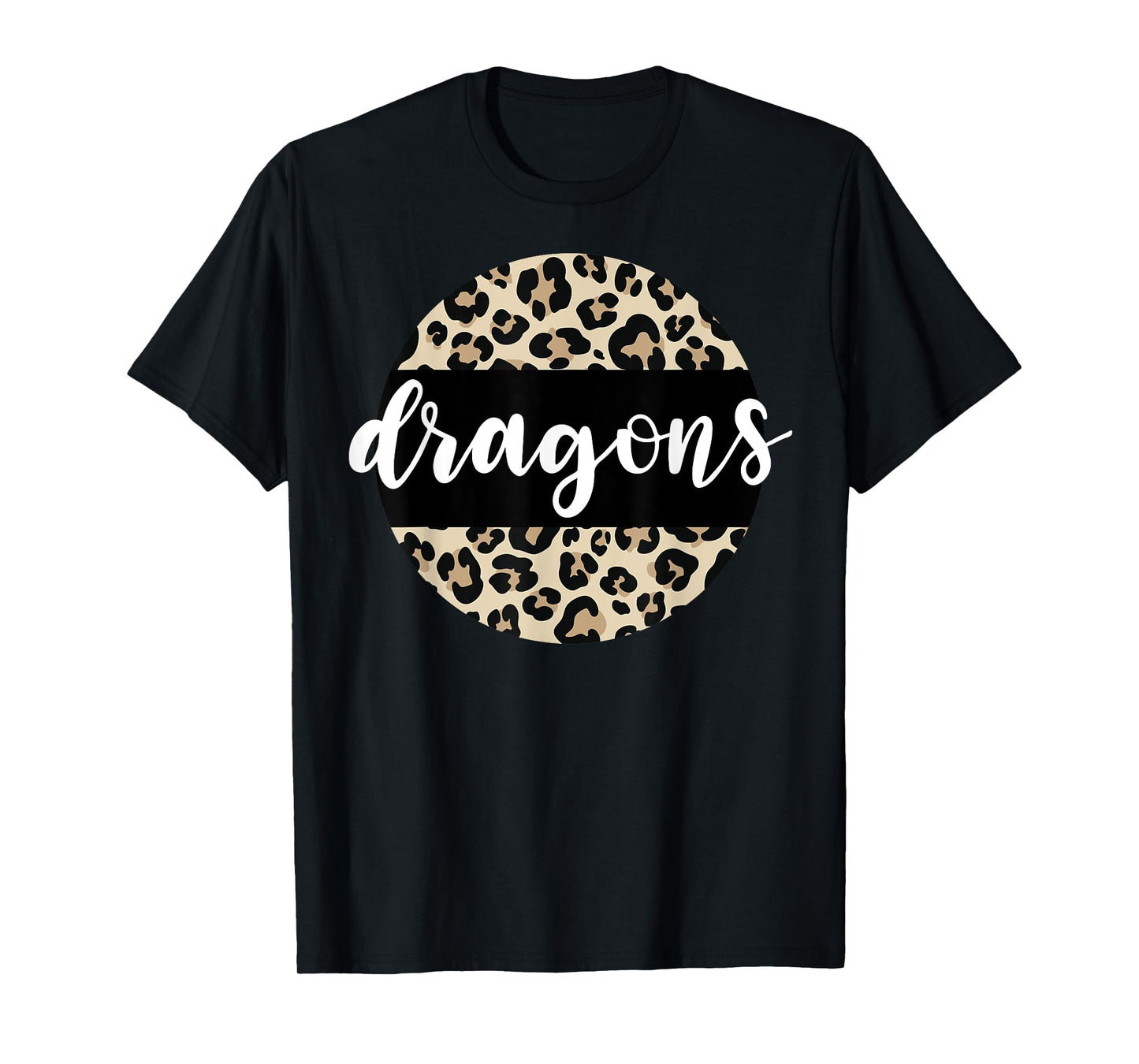 Leopard Print Dragons Team Mascot School Spirit Game Night T-Shirt