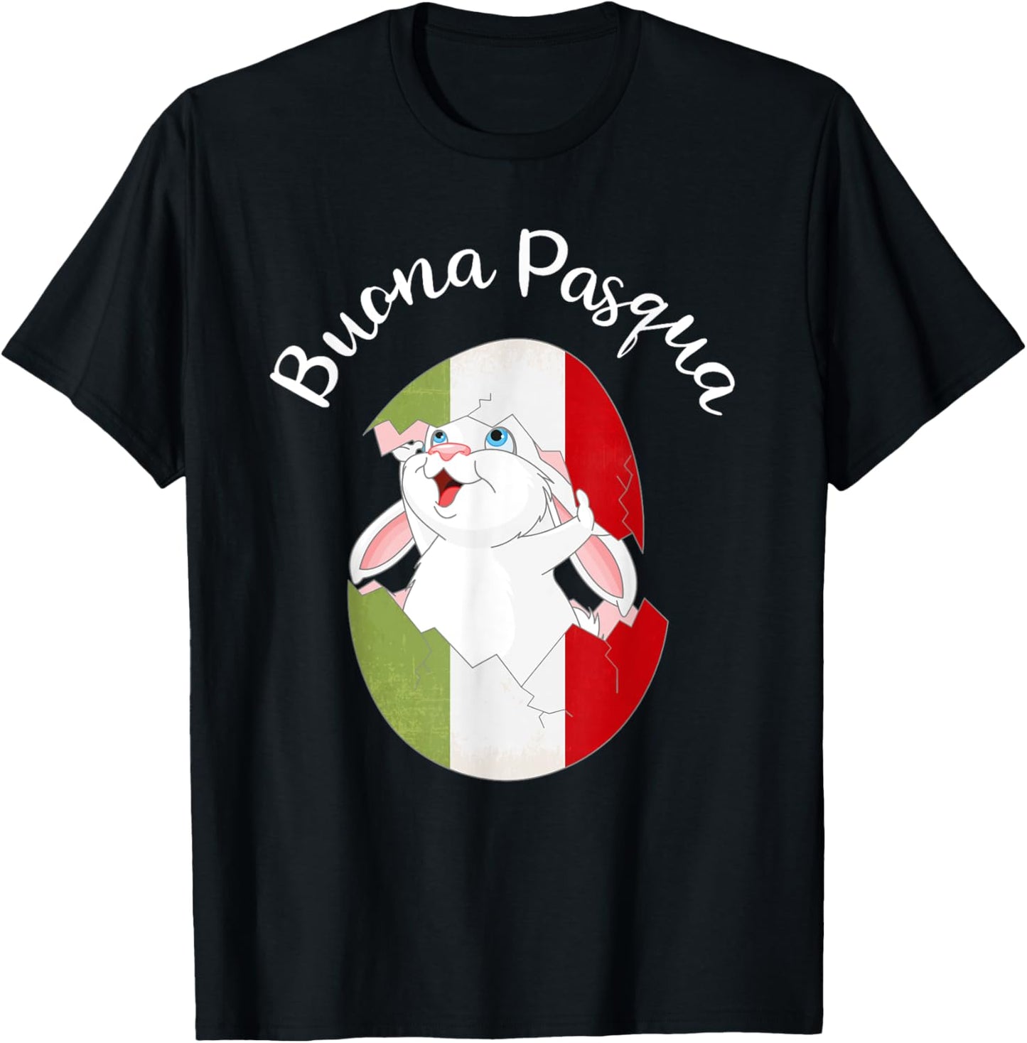 Buona Pasqua Italian Easter Bunny In Egg Flag Of Italy Print T-Shirt