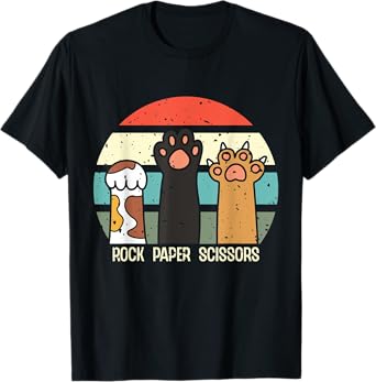 Rock Paper Scissors Hand Game Meme Animal Paw Cat T-Shirt for Men Women Girls Kids