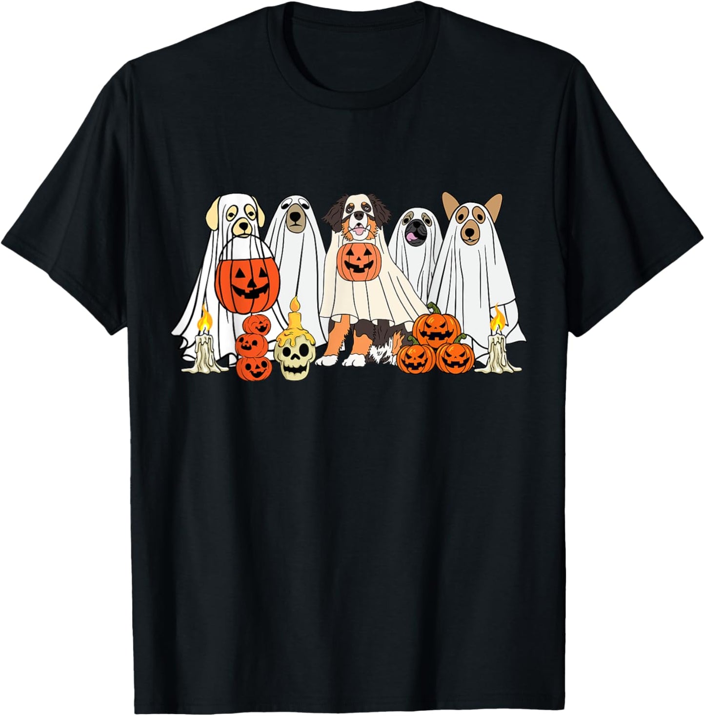 Dog Ghost Cute Dog Dressed As Ghost Funny Halloween Dog T-Shirt