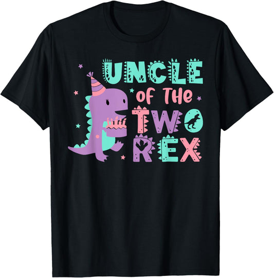 Uncle of the Two Rex Birthday Dinosaur Family Matching T-Shirt