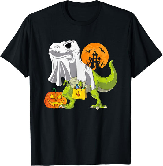 Ghost Dinosaur Funny T Rex Halloween Shirt For Boys Costume T-Shirt