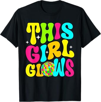 This Girl Glows Colorful Groovy For Kids Girls Women T-Shirt