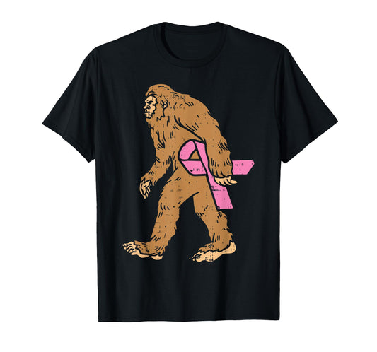 Bigfoot Sasquatch Funny Pink Ribbon Breast Cancer Awareness T-Shirt
