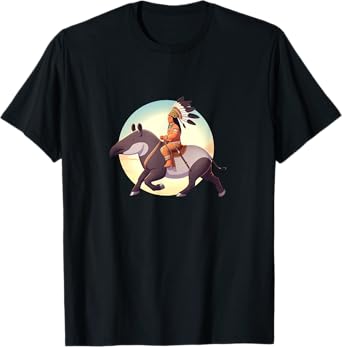 Native American Indian riding a TAPIR HORSE Funny Meme T-Shirt
