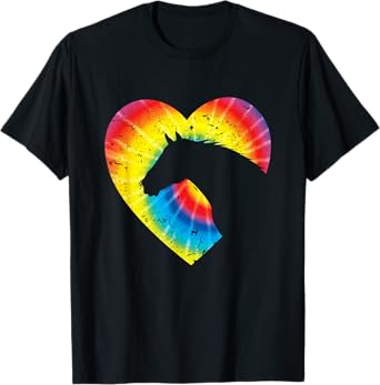 Horse Heart Silhouette For Cowgirl Equestrian Graphic Print T-Shirt