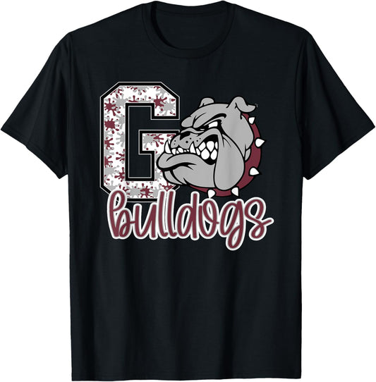Go Bulldogs Maroon Bulldog Pride School Spirit Mascot T-Shirt