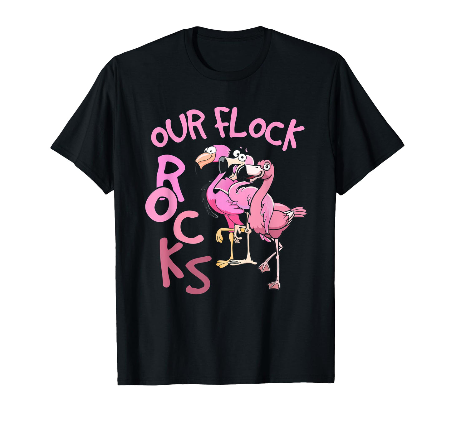 Our Flock Rocks Flamingo Matching Family Vacation Group T-Shirt