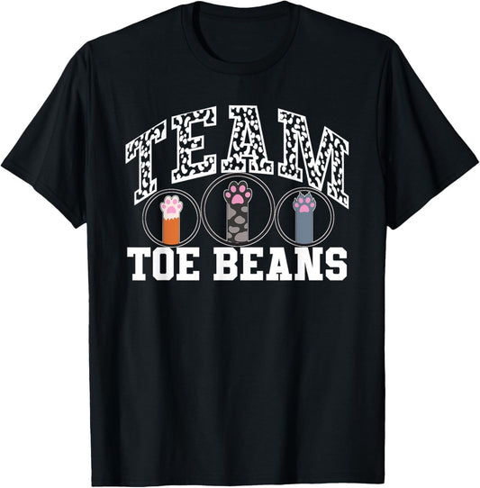 Team Toe Beans Funny Cat People Cat Person Football Game Paw T-Shirt