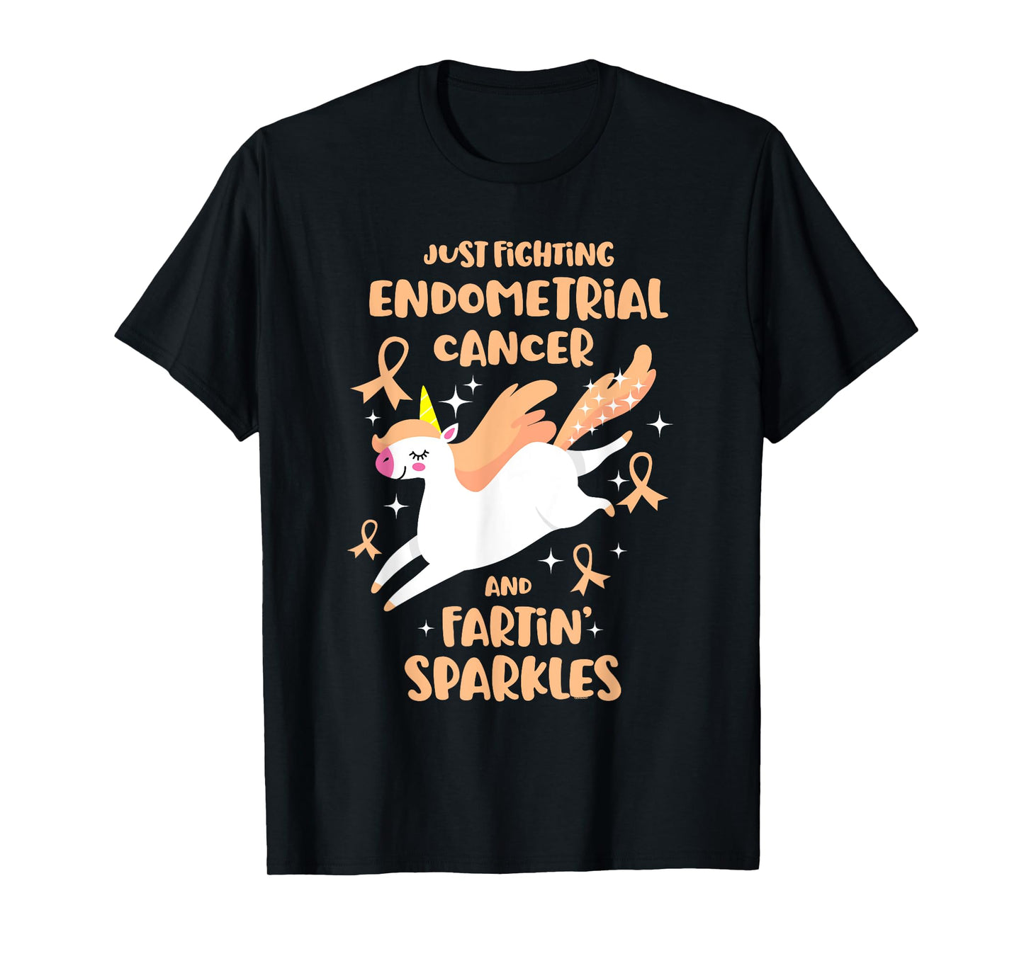 Fighting Endometrial Cancer Quote Farting Unicorn Awareness T-Shirt
