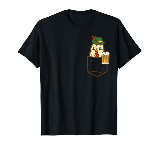 Pocket Chicken Oktoberfest Bavarian Farmer German Men Women T-Shirt