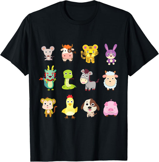Cute Chinese Zodiac Animal Signs Lunar New Year 2024 T-Shirt