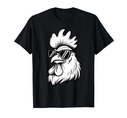 Funny Chicken With Sunglasses Chicken Farm Animals Lover T-Shirt