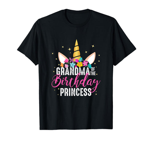 Grandma Of The Birthday Princess Gifts Unicorn Birthday T-Shirt