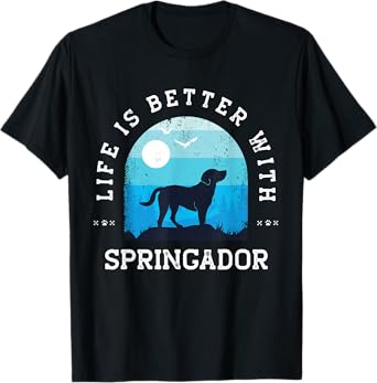 Life Better Springador Vintage Blue Dog Mom Dad T-Shirt for Men Women Kids