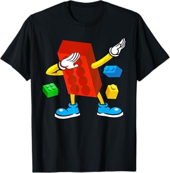 Kids Dabbing Master Builder Funny Building Blocks Brick Boys T-Shirt