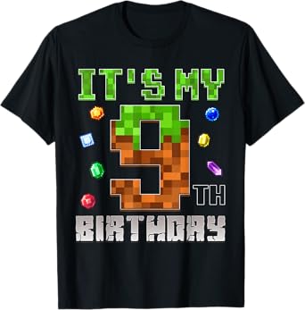 Birthday Boy Shirt It's My 9th Birthday Video Game Pixel T-Shirt