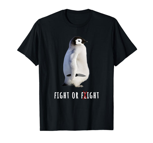 Fight Or Flight Funny Penguin Meme Anxiety Psychologist Pun T-Shirt